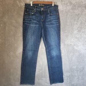 Levi's 505 Women's Straight Leg Jeans, Sz 8, Blue Whiskered Faded Dark Wash